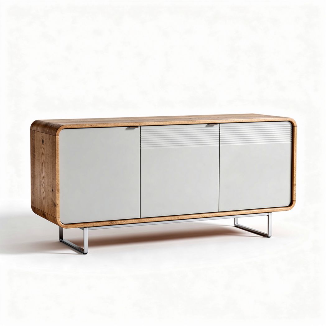 Mobile contenitore in legno e metallo per sala da pranzo – 120 x 40 x 75 cm