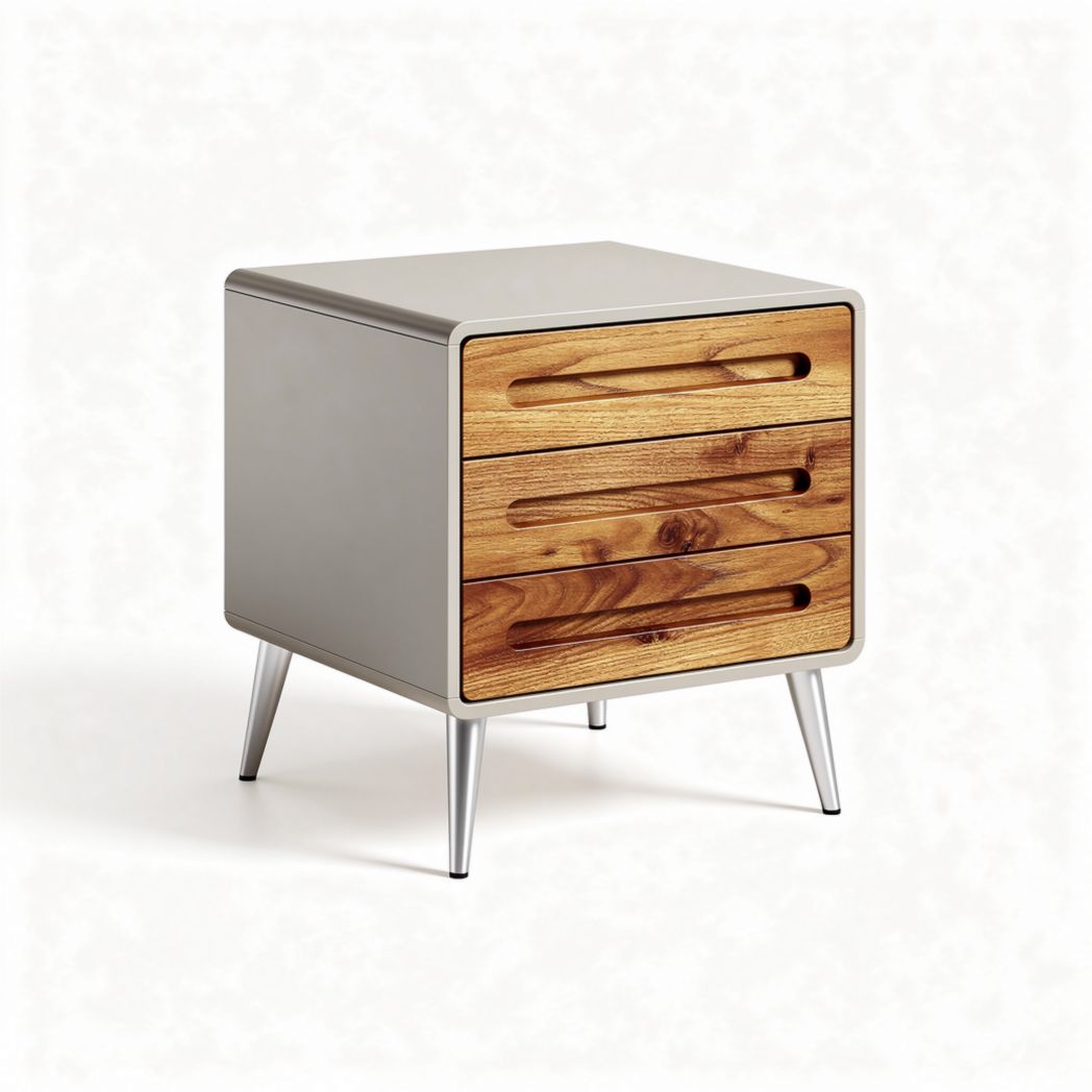 Comodino moderno in legno e metallo per camera da letto – 45 x 40 x 50 cm