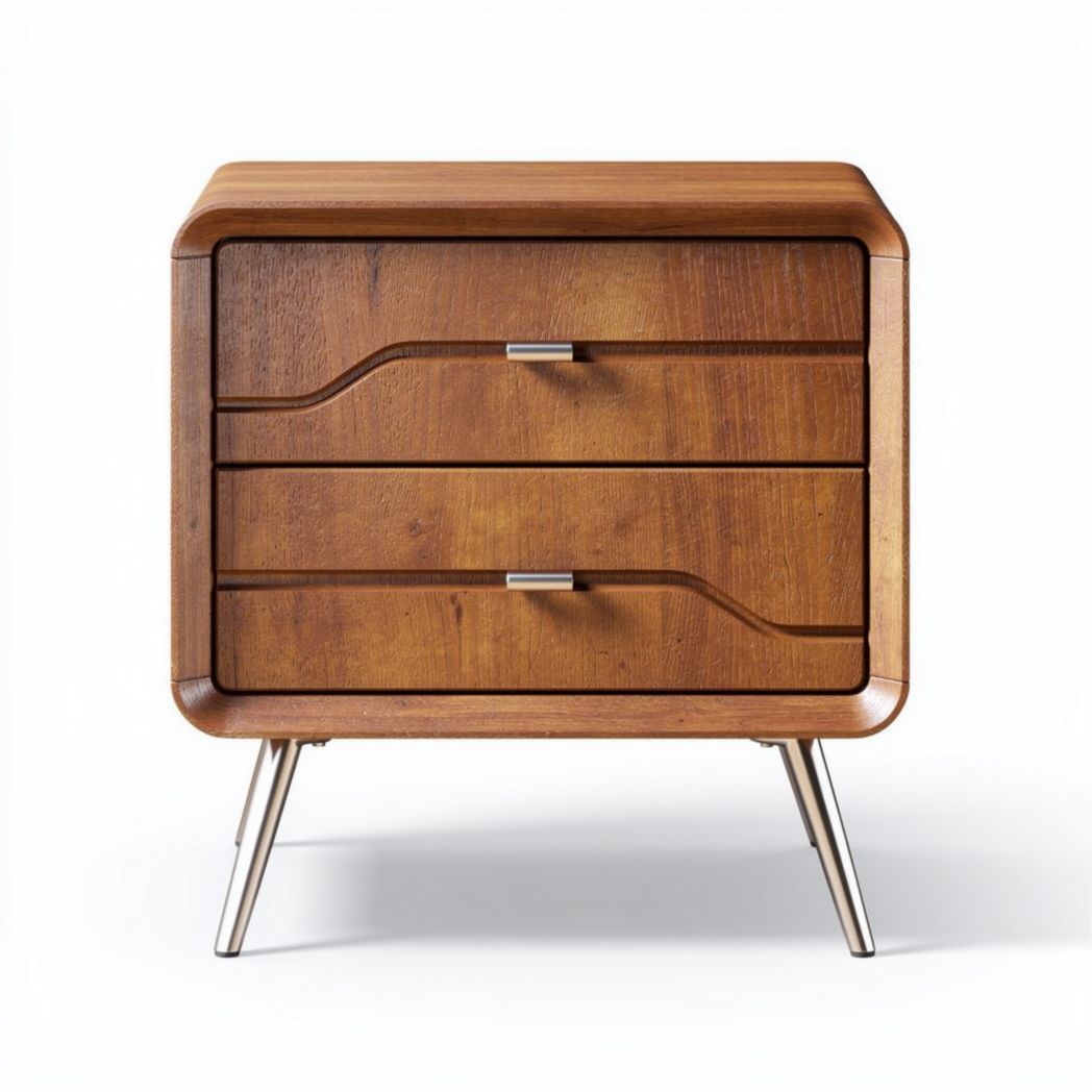 Comodino in legno con due cassetti per camera da letto – 40 x 50 x 40 cm