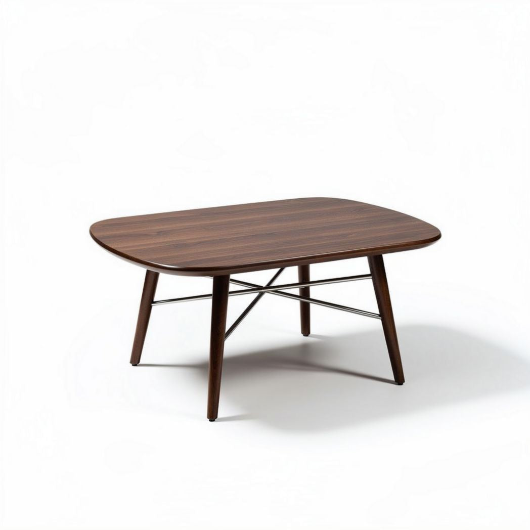 Tavolo da caffè in legno con finitura arrotondata per salotto – 120 x 80 x 40 cm