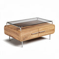 Tavolino da caffè in legno e vetro per soggiorno – 120 x 70 x 40 cm