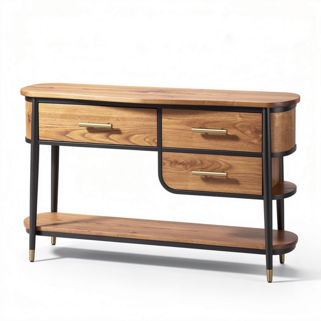 Mobile consolle in legno con finitura naturale per ingresso – 150 x 40 x 80 cm