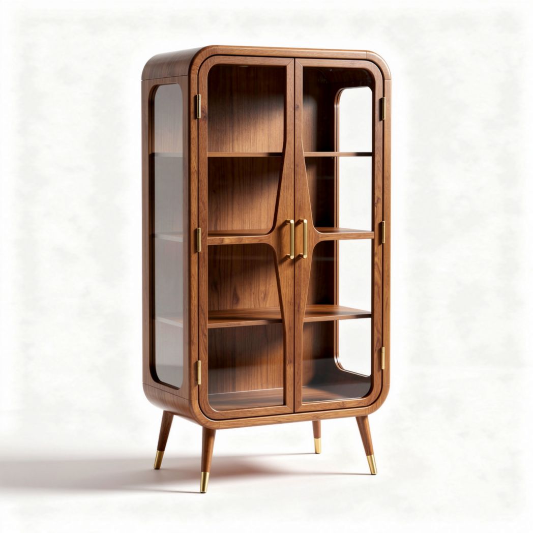 Vetrina in legno impiallacciato per soggiorno – 80 x 40 x 150 cm