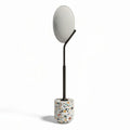 Lampada da terra in cemento e tessuto per arredamento moderno – 15 x 15 x 65 cm