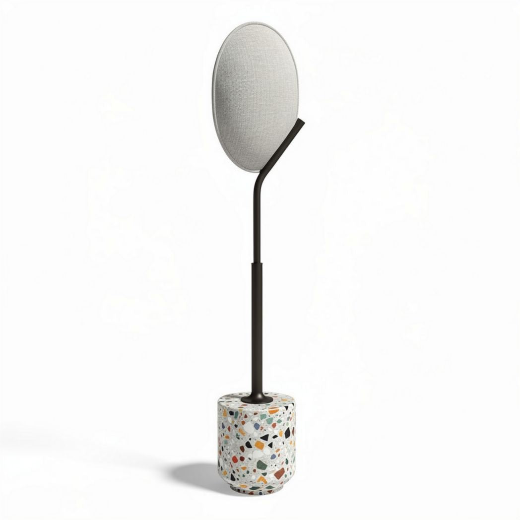 Lampada da terra in cemento e tessuto per arredamento moderno – 15 x 15 x 65 cm