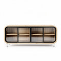 Mobile vetrina in legno e vetro per soggiorno – 150 x 40 x 70 cm